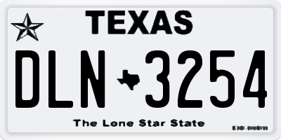 TX license plate DLN3254