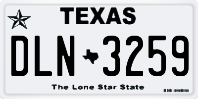 TX license plate DLN3259