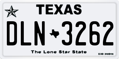 TX license plate DLN3262