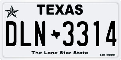 TX license plate DLN3314