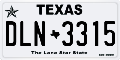 TX license plate DLN3315