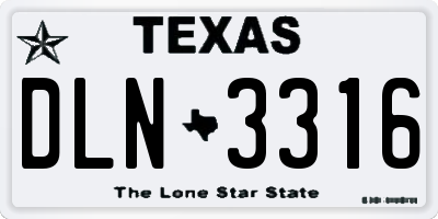 TX license plate DLN3316
