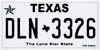 TX license plate DLN3326