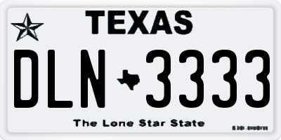 TX license plate DLN3333
