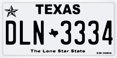 TX license plate DLN3334