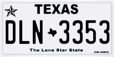 TX license plate DLN3353