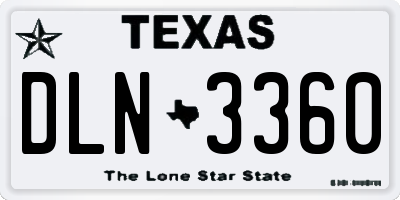 TX license plate DLN3360