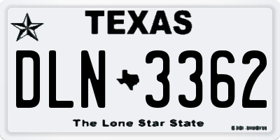 TX license plate DLN3362
