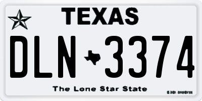 TX license plate DLN3374