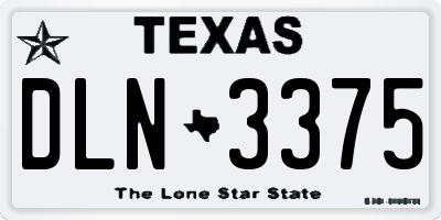 TX license plate DLN3375