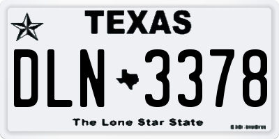 TX license plate DLN3378