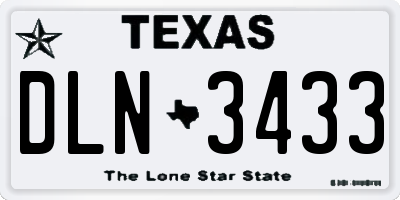 TX license plate DLN3433