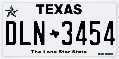 TX license plate DLN3454
