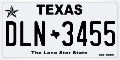 TX license plate DLN3455