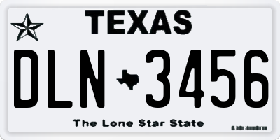 TX license plate DLN3456