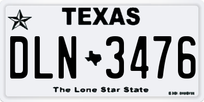 TX license plate DLN3476