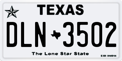 TX license plate DLN3502