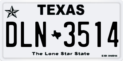 TX license plate DLN3514