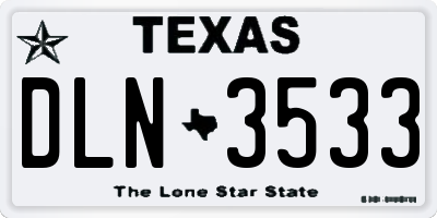 TX license plate DLN3533