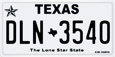 TX license plate DLN3540