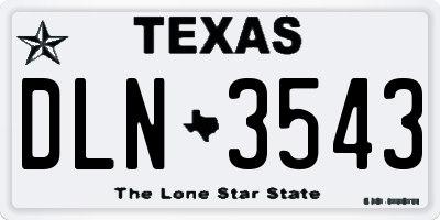 TX license plate DLN3543