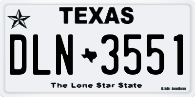 TX license plate DLN3551