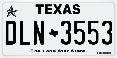 TX license plate DLN3553