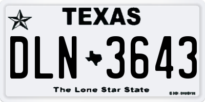 TX license plate DLN3643