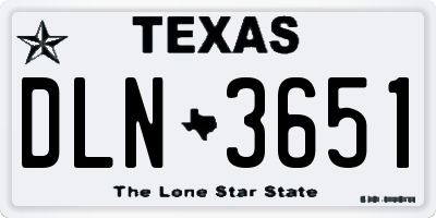 TX license plate DLN3651
