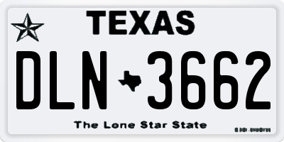 TX license plate DLN3662