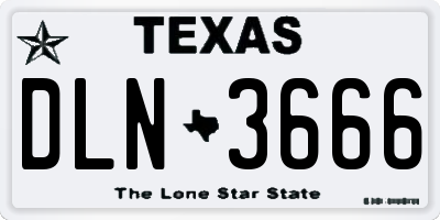 TX license plate DLN3666