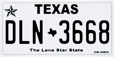 TX license plate DLN3668