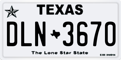 TX license plate DLN3670