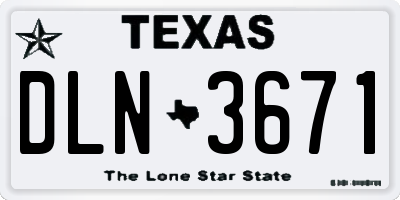 TX license plate DLN3671