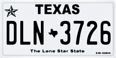 TX license plate DLN3726