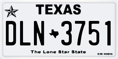 TX license plate DLN3751