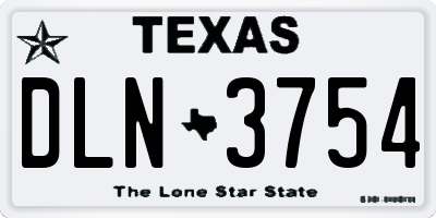 TX license plate DLN3754