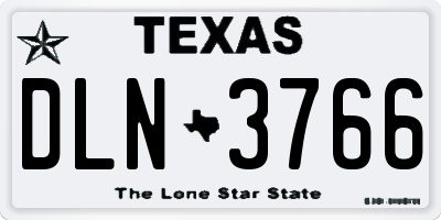 TX license plate DLN3766