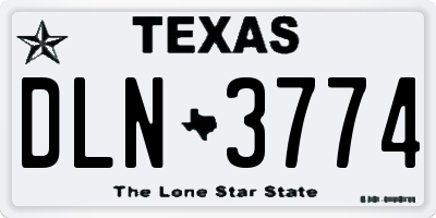 TX license plate DLN3774
