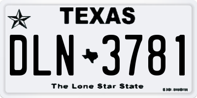 TX license plate DLN3781