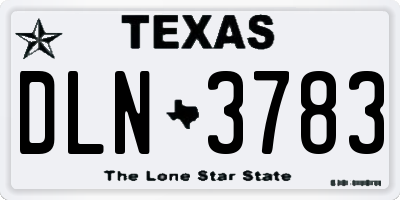 TX license plate DLN3783