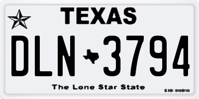 TX license plate DLN3794