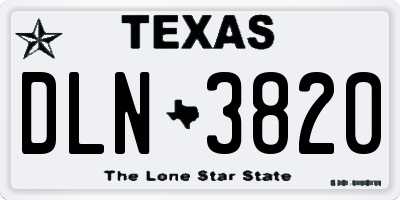 TX license plate DLN3820