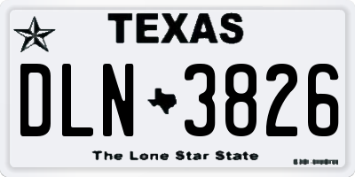 TX license plate DLN3826