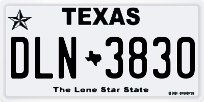 TX license plate DLN3830
