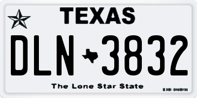 TX license plate DLN3832
