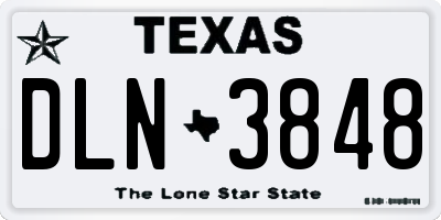 TX license plate DLN3848