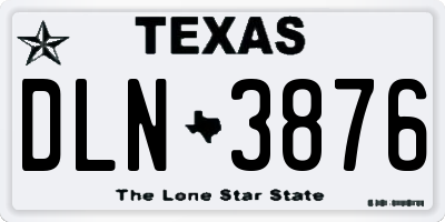 TX license plate DLN3876