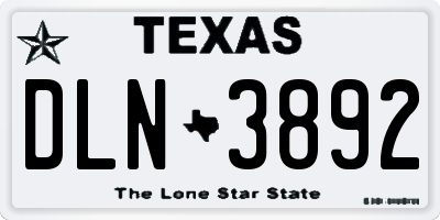 TX license plate DLN3892