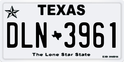 TX license plate DLN3961